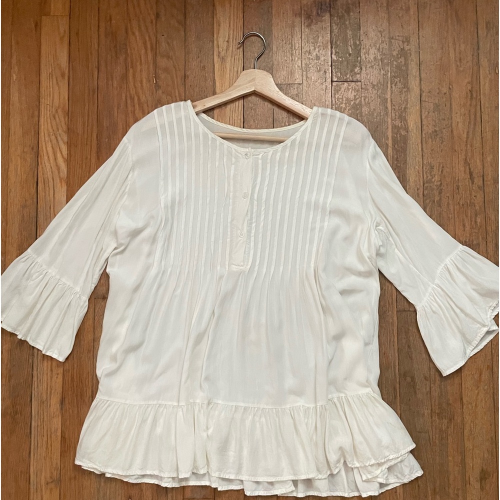 Boho Chic Pleated Button Blouse / Tunic / Mini-Dr… - image 3